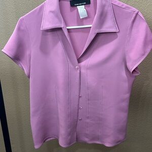 Jones New York Mauve-Pink Short Sleeve Button Front Shirt